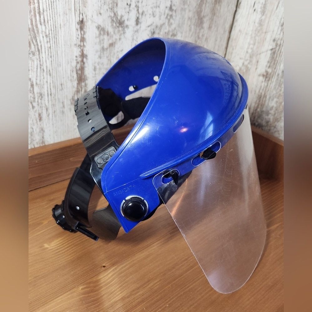 Blue Safety Face Shield with Adjustable Strap